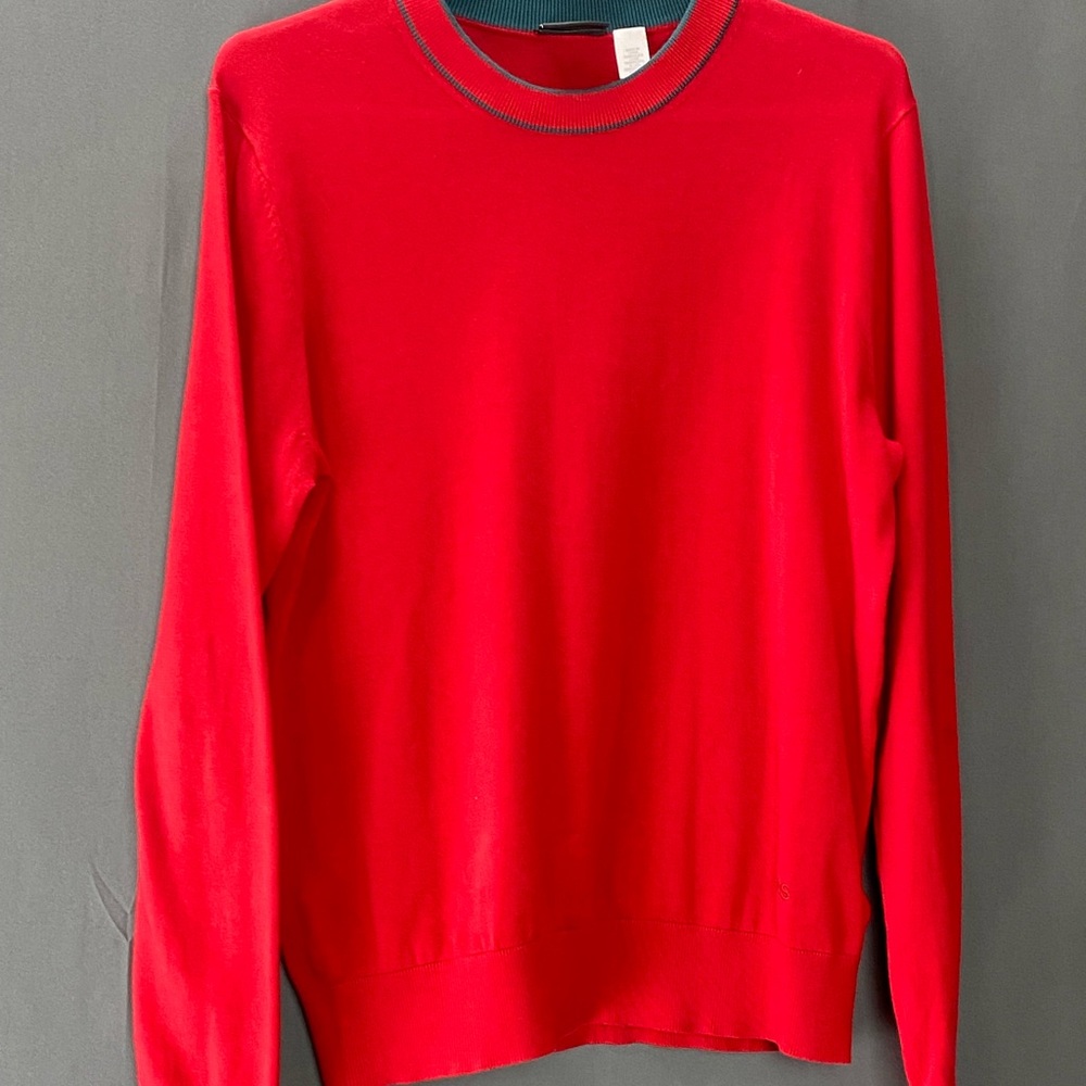 Red Cotton Paul Smith Sweater with Green Trim